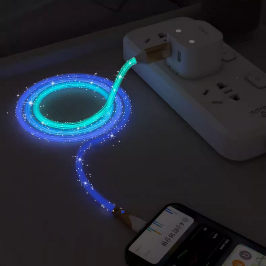 60W RGB Glowing Type-C to Type-C Charging Cable at night