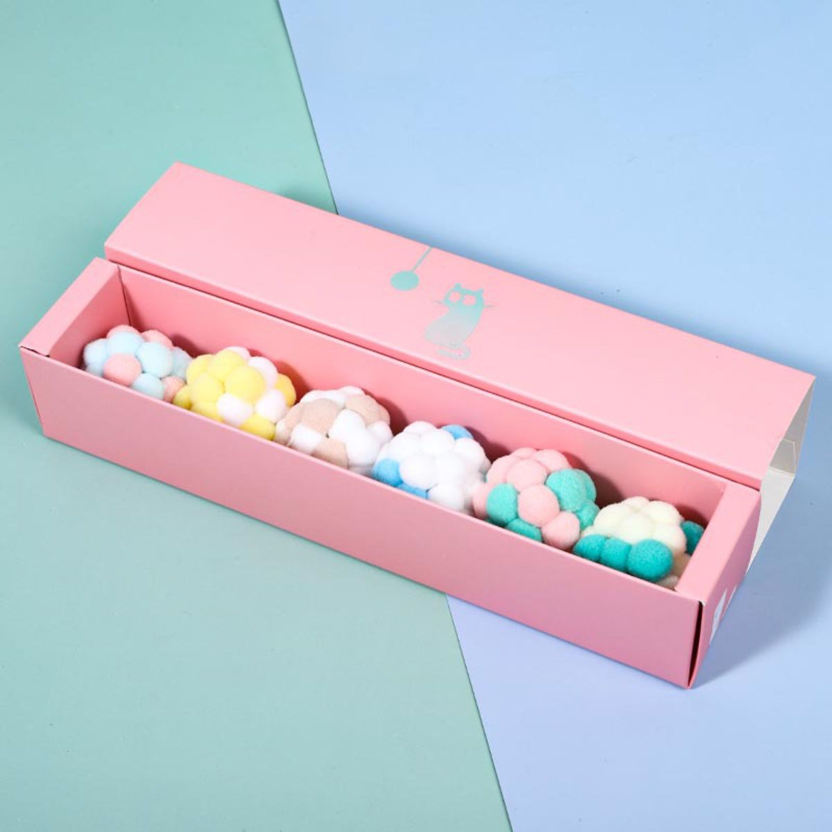 6* Rainbow Cat Toy Soft Plush Ball with Bell