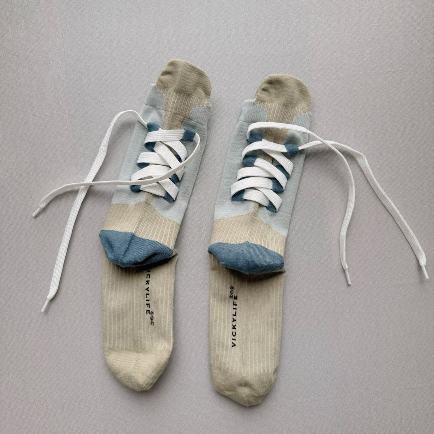 Aze Textiles - Colour-Block Drawstring Mid-Calf Socks Unisex