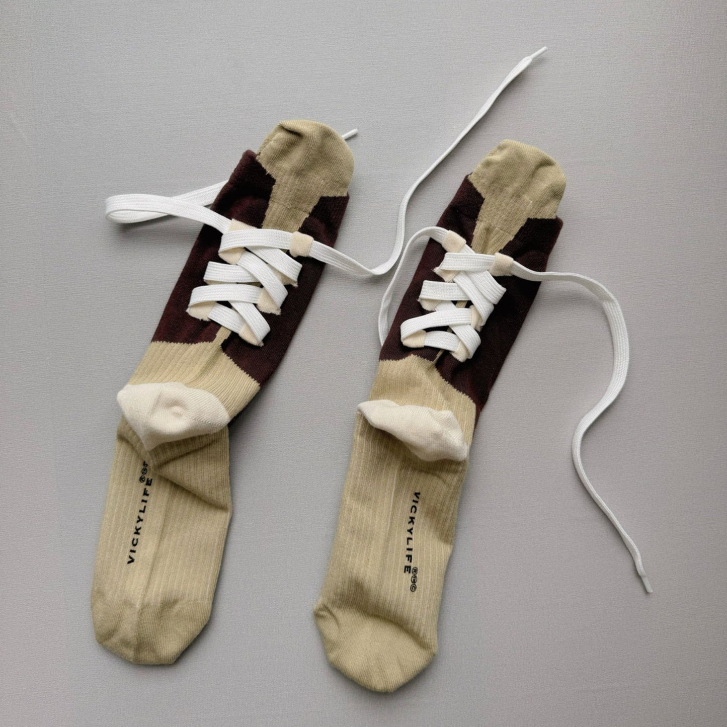 Aze Textiles - Colour-Block Drawstring Mid-Calf Socks Unisex