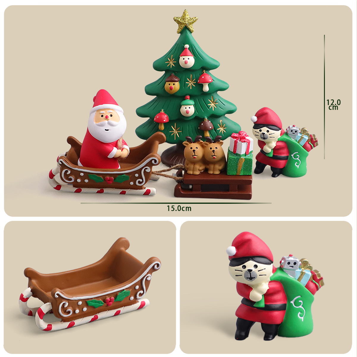 Creative Christmas Sled Mini Decoration Set Details
