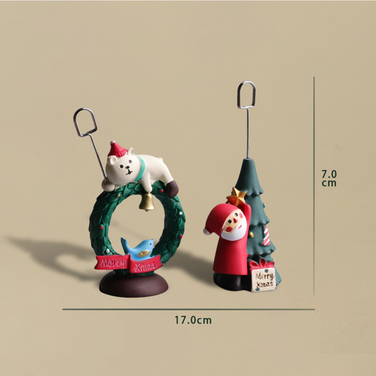 BORING - Handcrafted Christmas Note Clip Desk Ornament Set of 2
