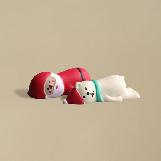 BORING - Handcrafted Santa & Polar Bear Mini Christmas Figurines Set of 2
