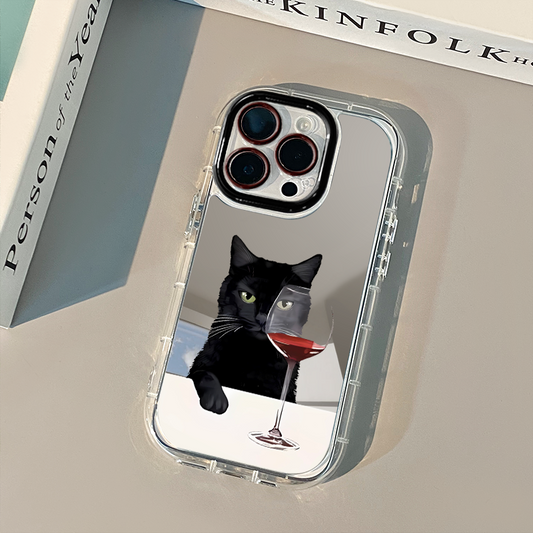 Black Cat iPhone Case with Mirror Back