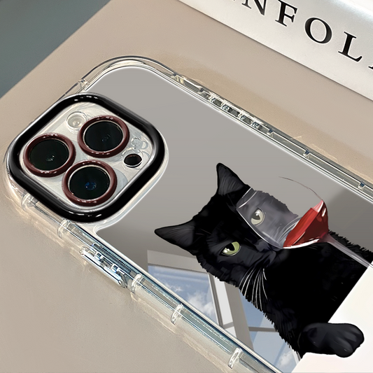 Black Cat iPhone Case with Mirror Back