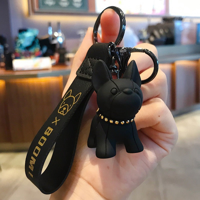 Black Trendy Bulldog Keychains