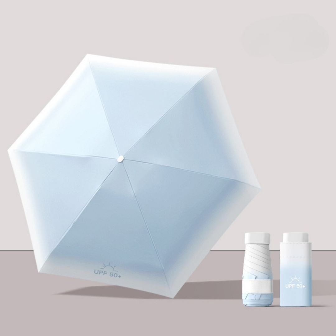 Blue Gradient Mini 5-Fold Manual Umbrella with UV Protection