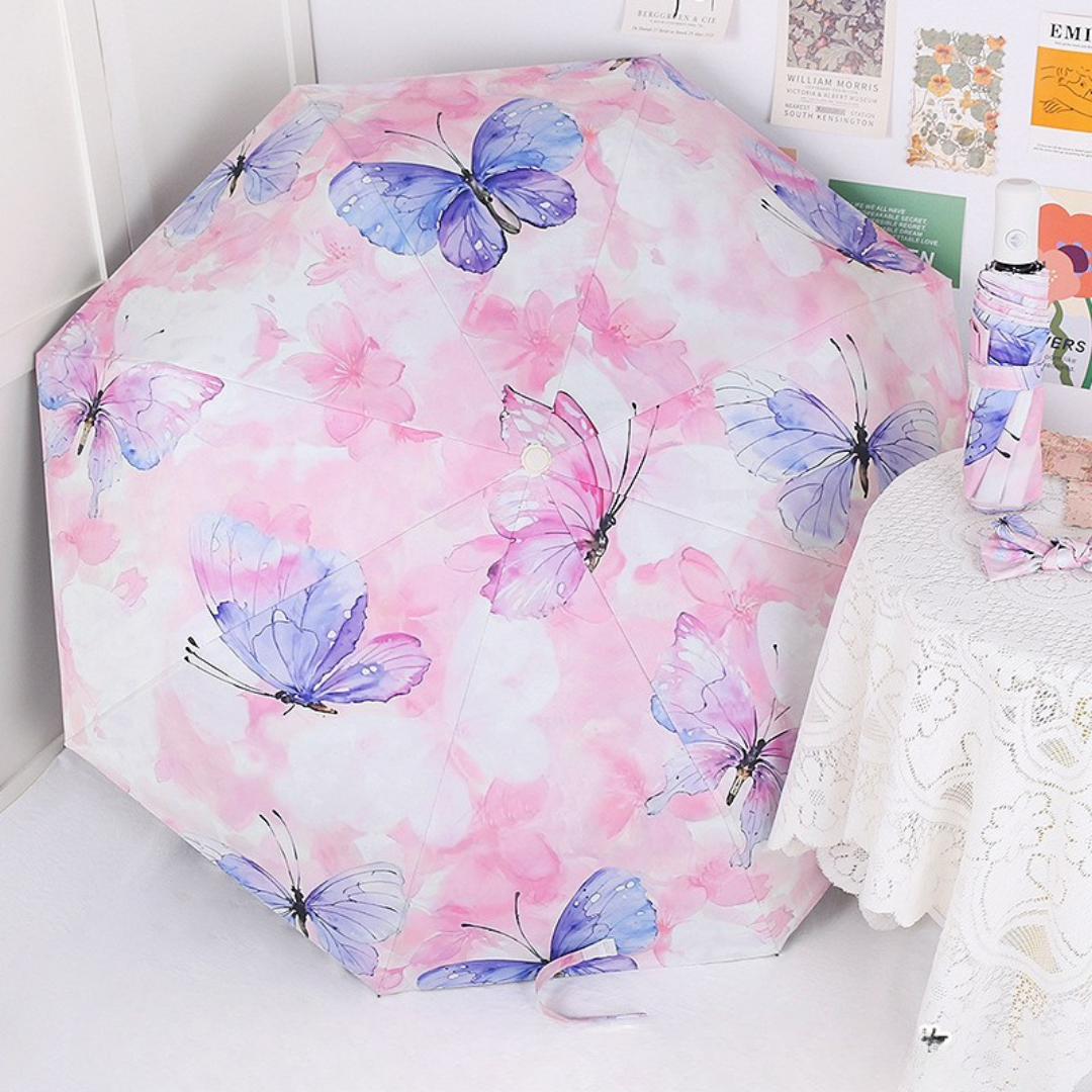 Butterflies 5-Fold Automatic Umbrella with UV Protection