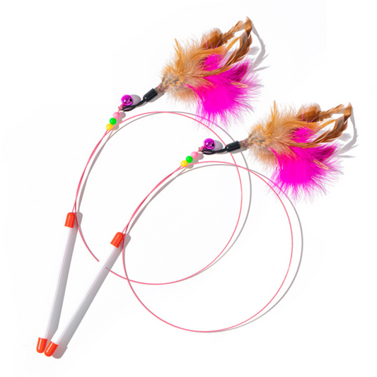 Taige Pet Supplies - Interactive Feather Cat Dancer Wand with Bell x2