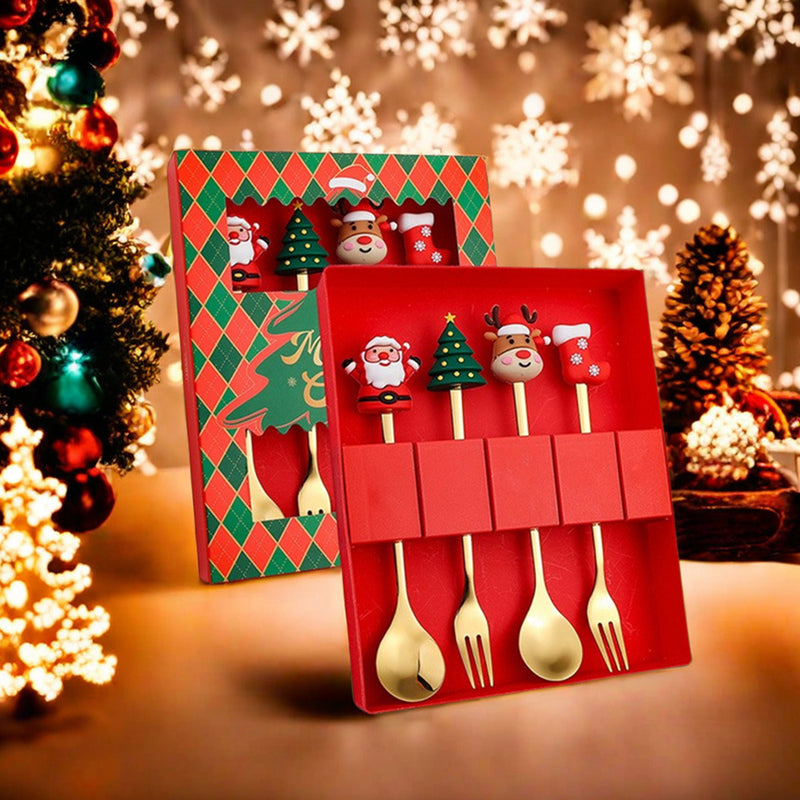 Christmas Cartoon Cutlery Gift Set of 4