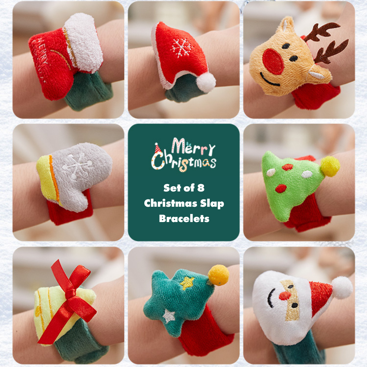 Christmas Slap Bracelets Set of 8