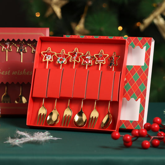 Christmas Star Stainless Steel Cutlery Set of 6