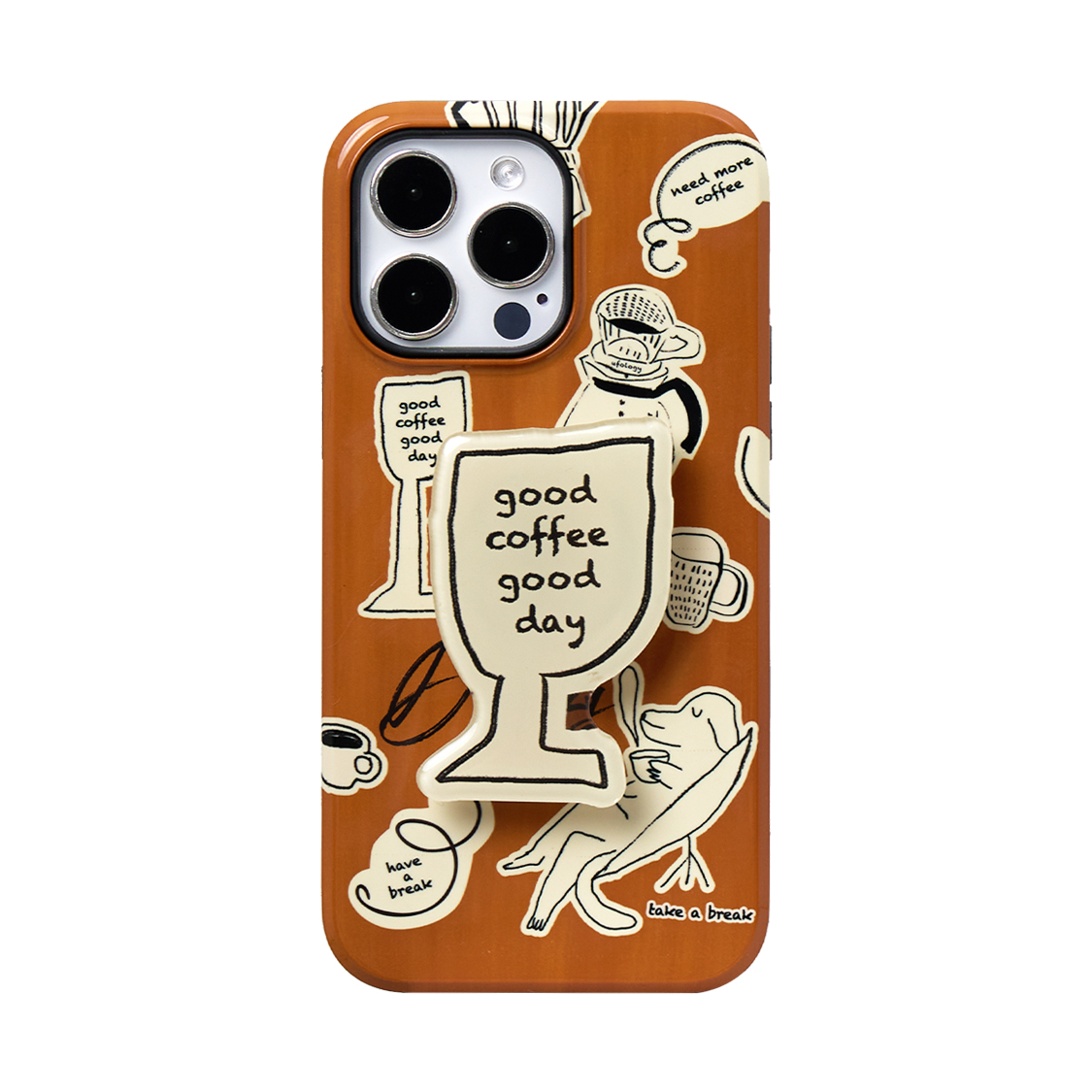 Coffee Illustration iPhone Case & Coffee Glass Magnetic Phone Holder Two Layers