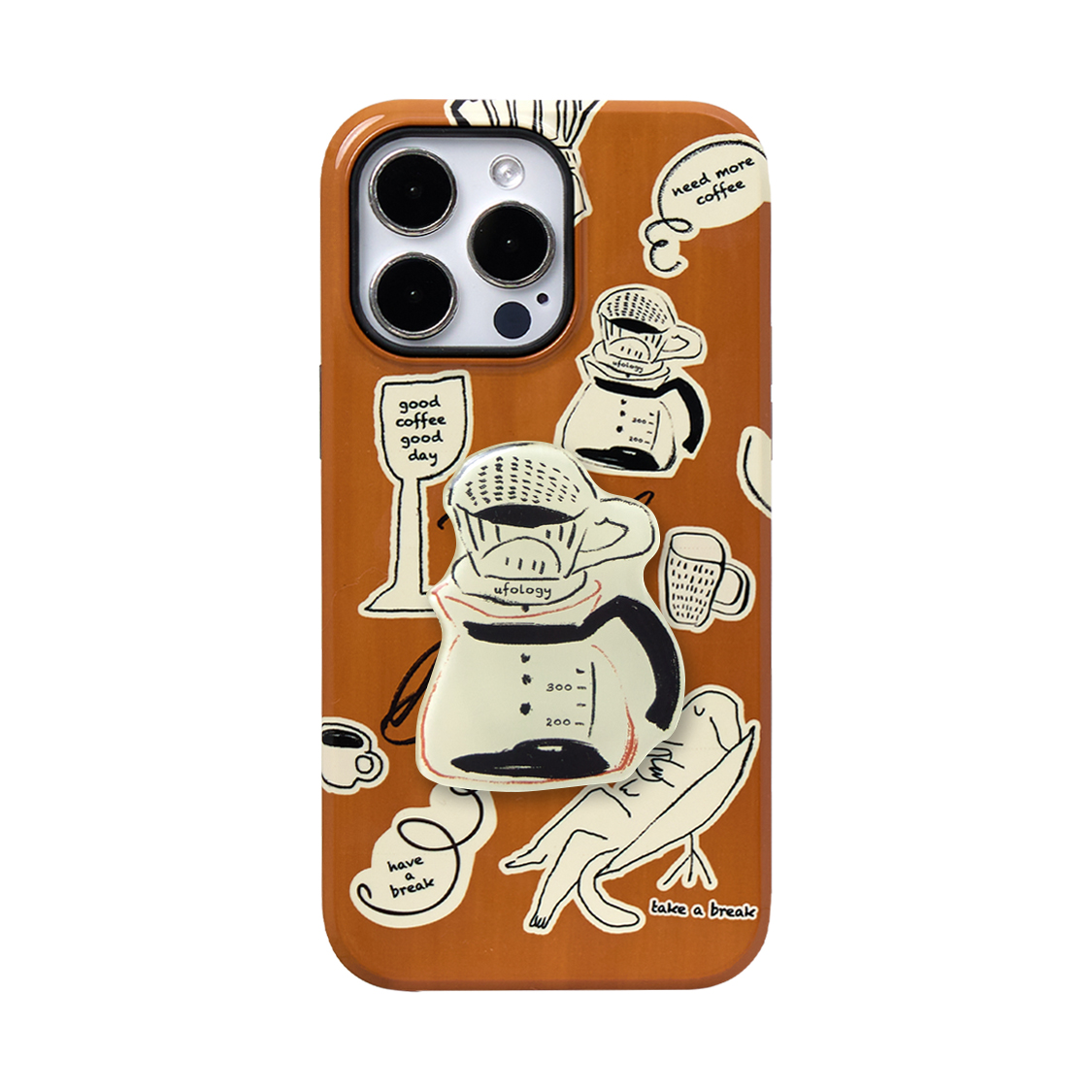 Coffee Illustration iPhone Case & Coffee Pot Magnetic Phone Holder Two Layers