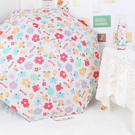 Colour Flowers 5-Fold Automatic Umbrella with UV Protection