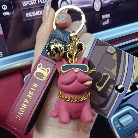 Cool Red Trendy Bulldog Keychains
