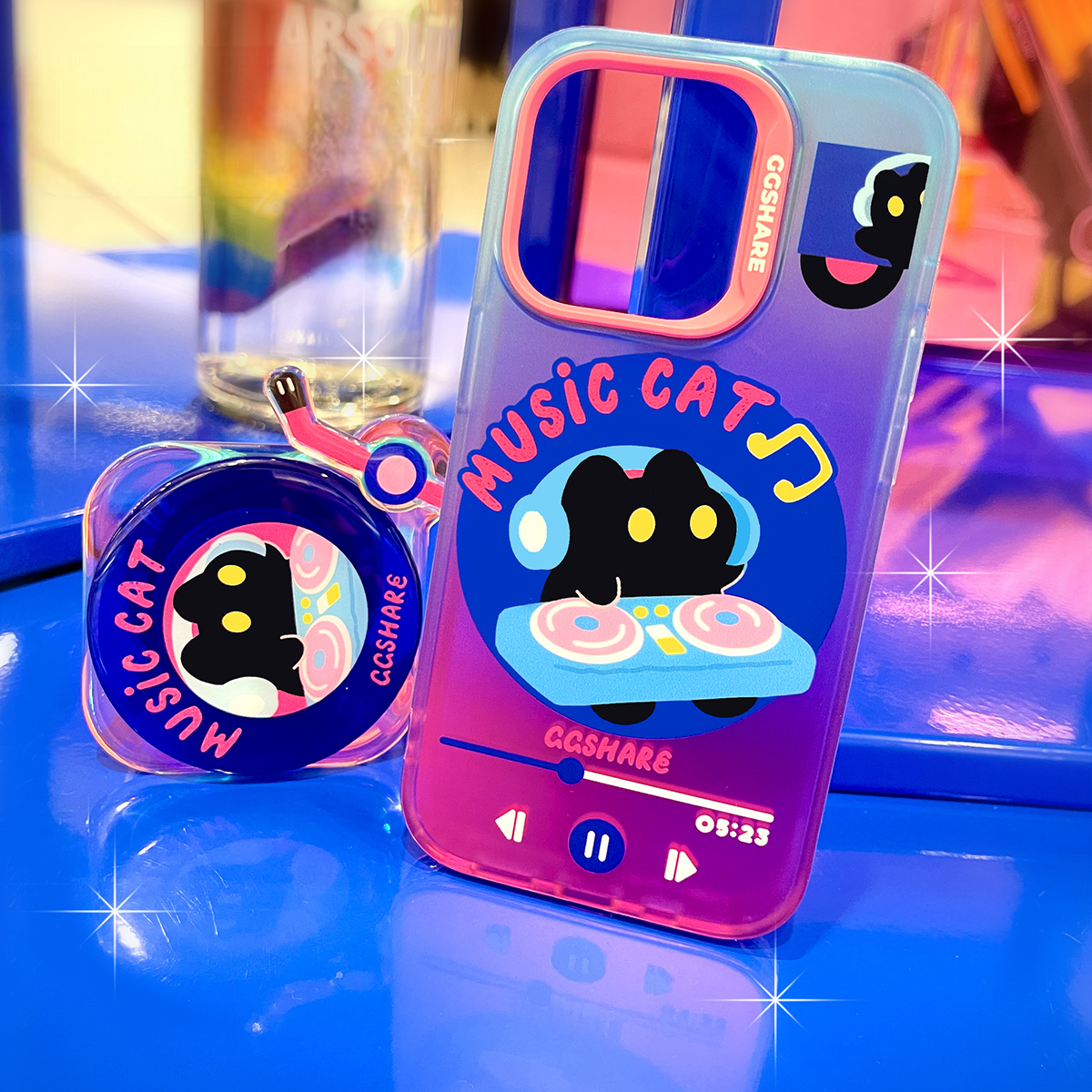DJ Cat Magnetic Phone Case and Phone Holder