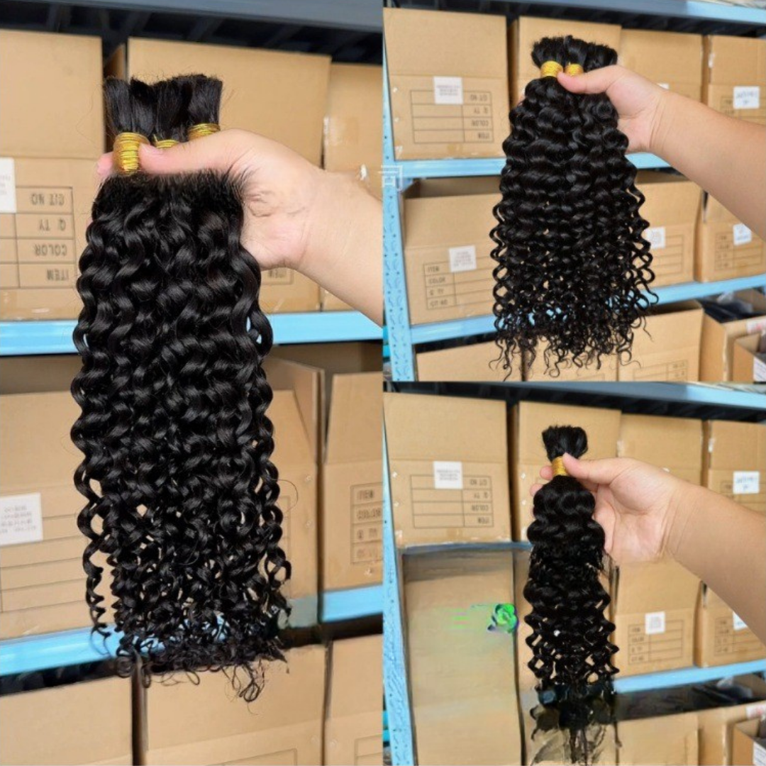 Deep Curl Bulk Human Hair Extension display