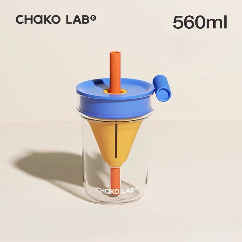 Funnel Glass Infuser Tumbler 560ml Blue
