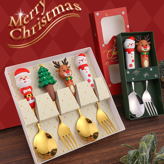 Gold Xmas Cutlery Gift Set