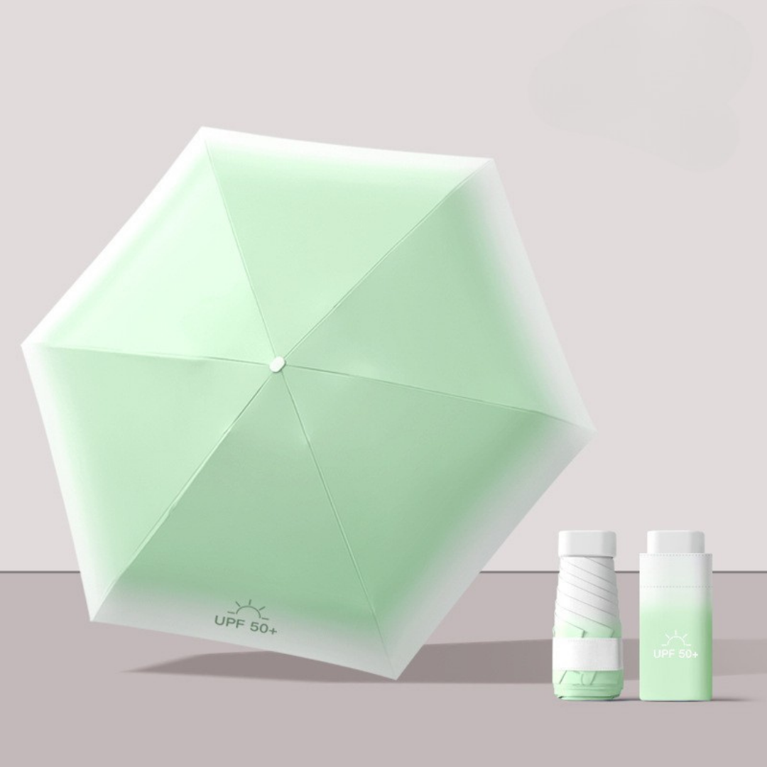 Green Gradient Mini 5-Fold Manual Umbrella with UV Protection