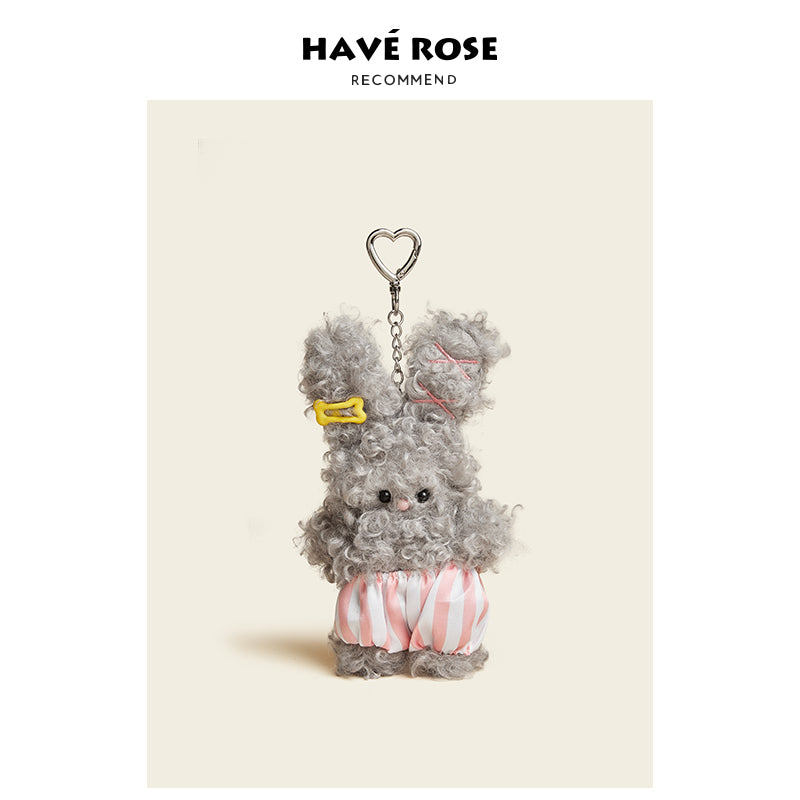 HAVEROSE - Original Curly Bunny Baby Bag Charm Grey