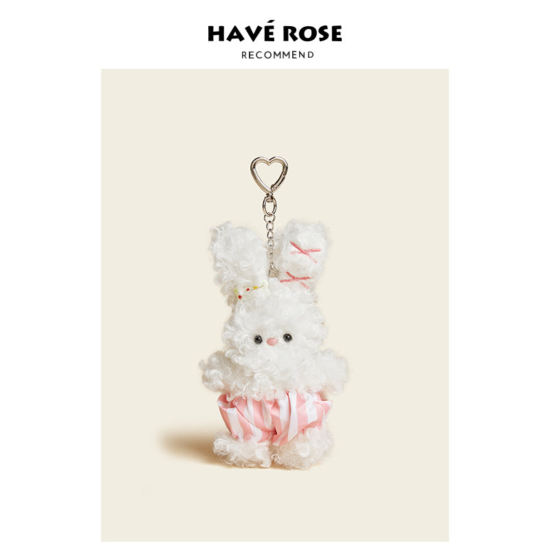 HAVEROSE - Original Curly Bunny Baby Bag Charm White