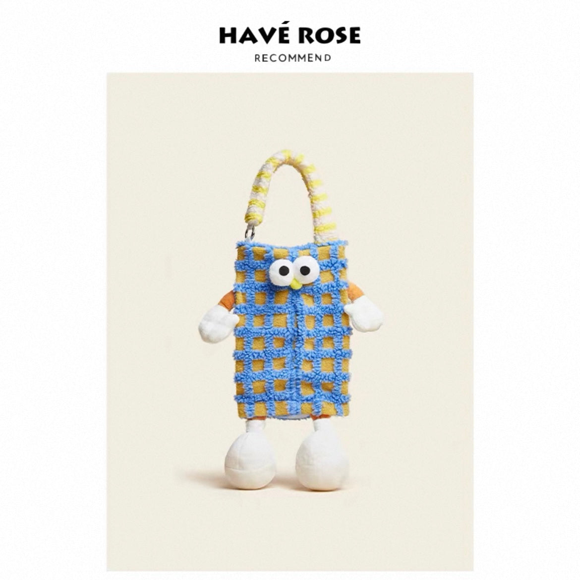 HAVEROSE - Cute Plush Car Tissue Box Holder Blue
