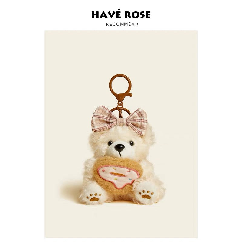 HAVEROSE - Cute Teddy Bear Bag Charm Donut