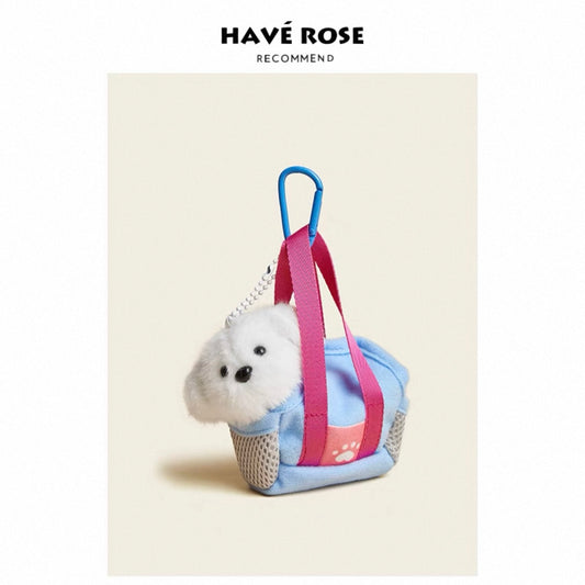HAVEROSE - Puppy in a Bag Cute Bag Charm Blue