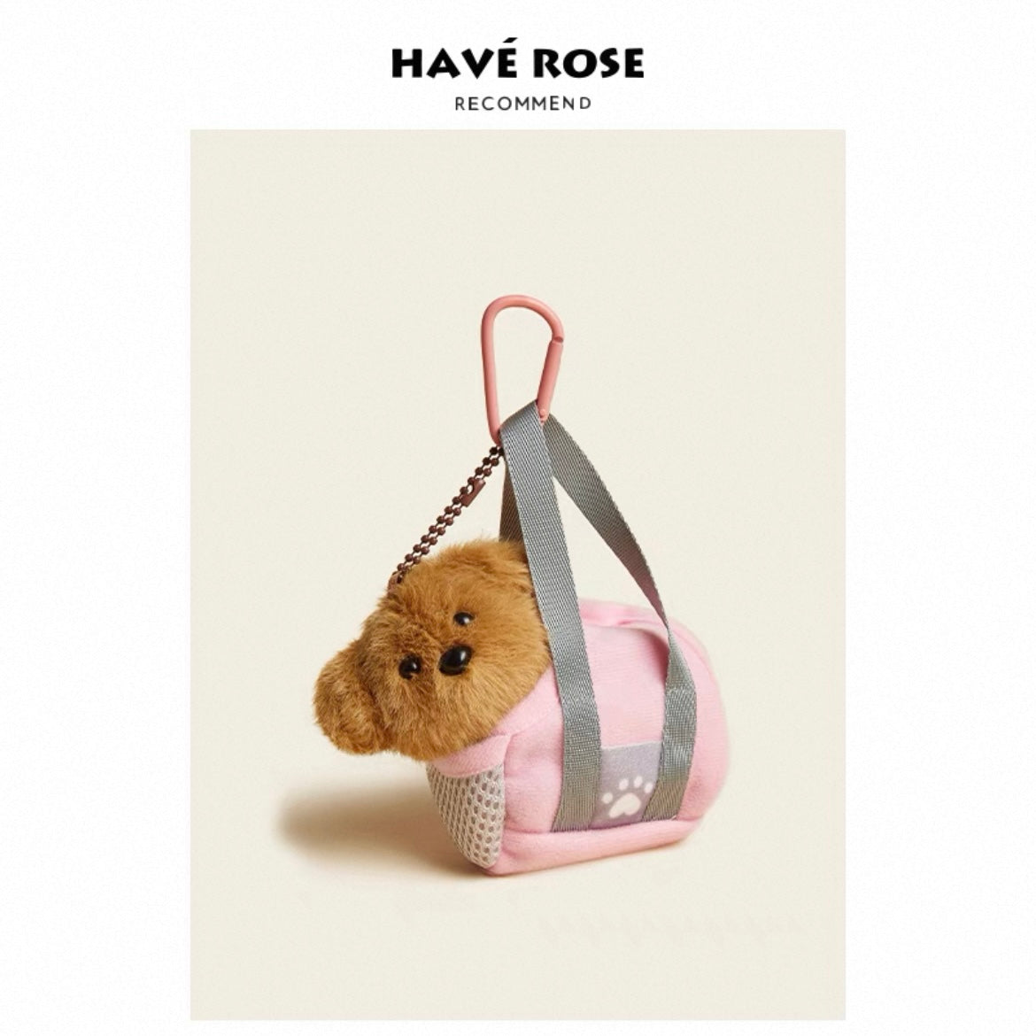 HAVEROSE - Puppy in a Bag Cute Bag Charm Pink