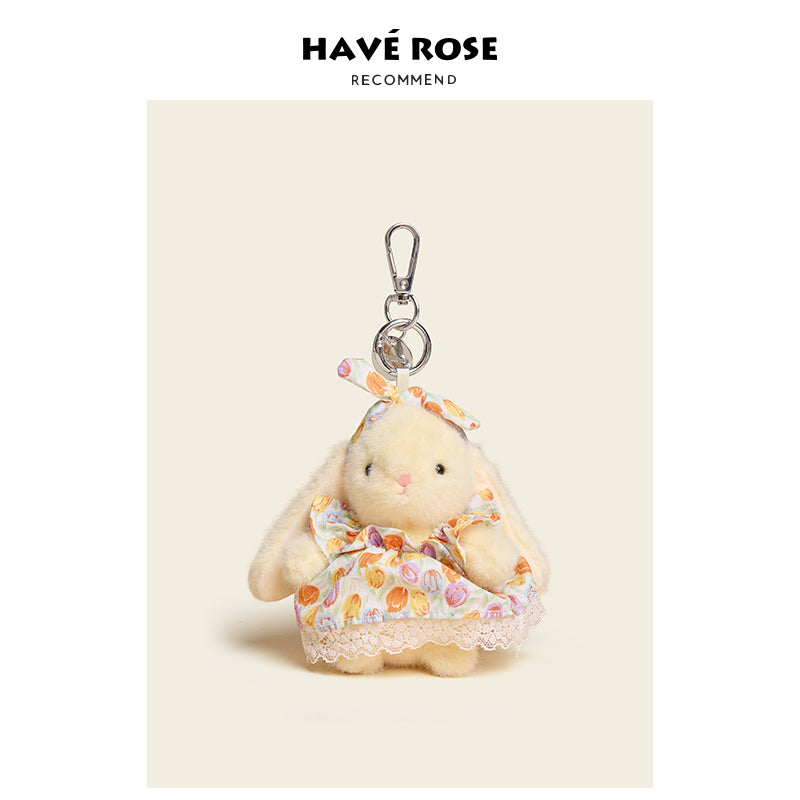 HAVEROSE - Original Floral Rabbit Bunny Plush Bag Charm