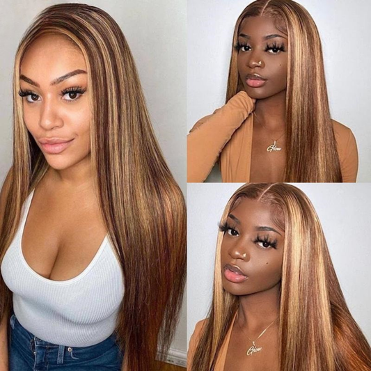 Highlight Balayage Lace Wig 100% Real Human Hair on person