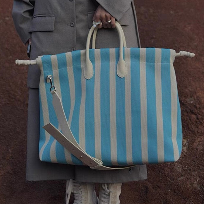 IUBALLET - Striped Large-Capacity Shoulder & Crossbody Bag Blue