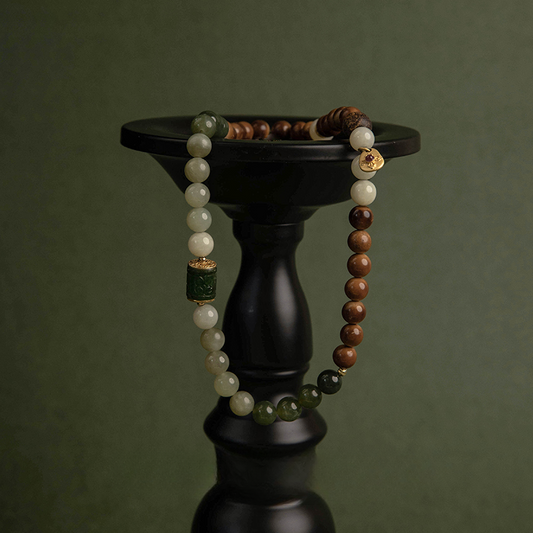 Jade and Kukui Double-Loop Bracelet