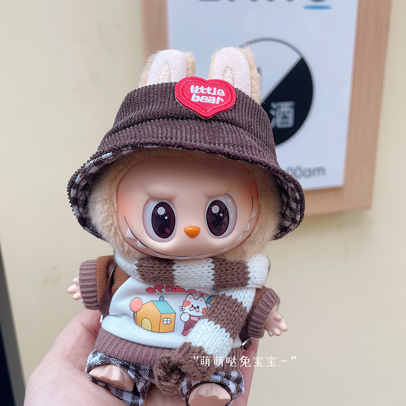 Labubu Clothes Brown Cute Outfit with Scarf