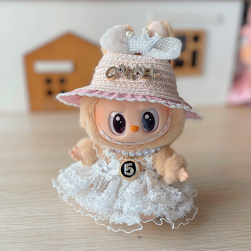 Labubu Dresses Chanel Style White Dress