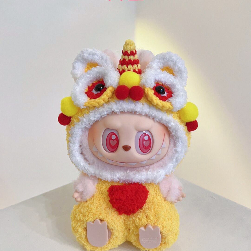Labubu Exciting Macaron Doll Yellow Dragon Clothes