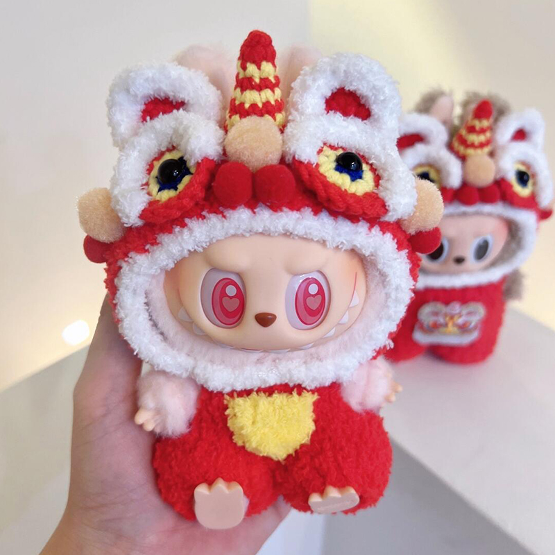 Labubu Exciting Macaron Red Dragon Outfit