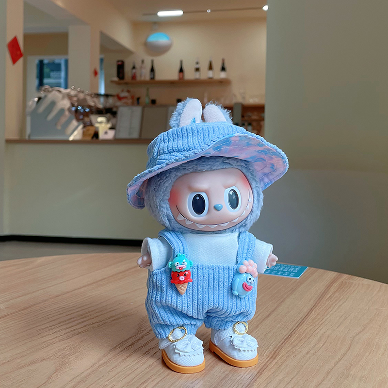 Labubu Overalls Blue Clothes Cute with Hat