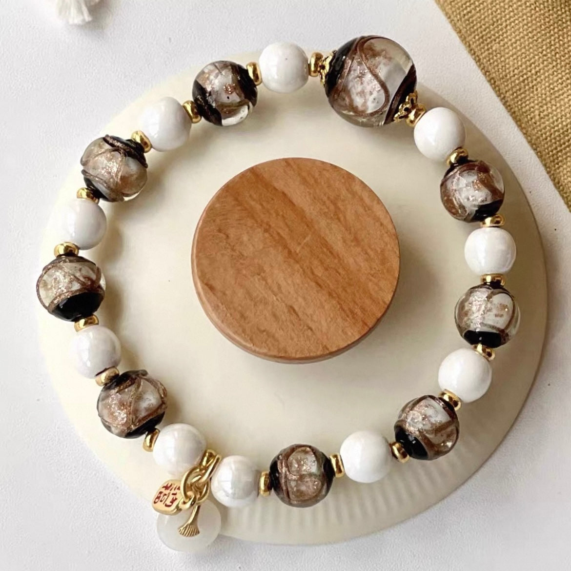 Lama Temple Official Store - Incense Ash Porcelain & Glass Bracelet Protection