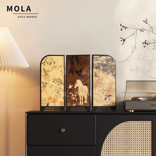 MOLA LUNA - Vintage-Style Folding Screen Decor Horse