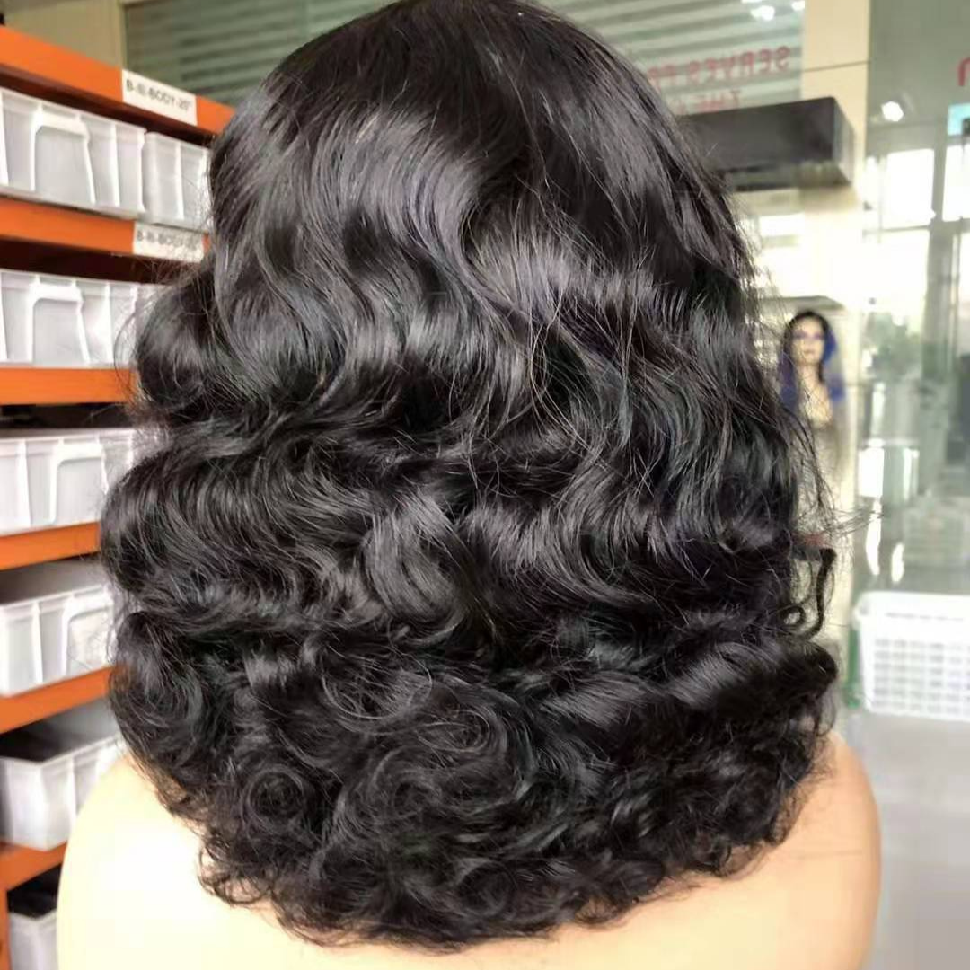 Mid-Length Wavy Lace Wig 100% Real Human Hair back