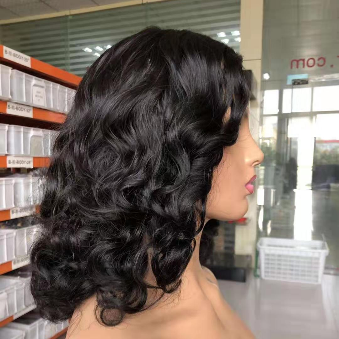 Mid-Length Wavy Lace Wig 100% Real Human Hair side look