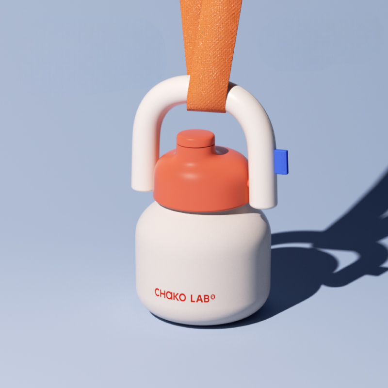 Orange Stainless Steel Tumbler 1000ml with Strap