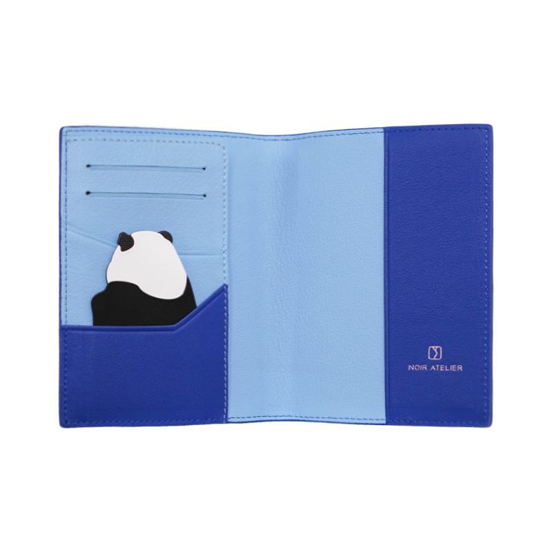 Panda Leather Passport Holder Blue Premium Leather