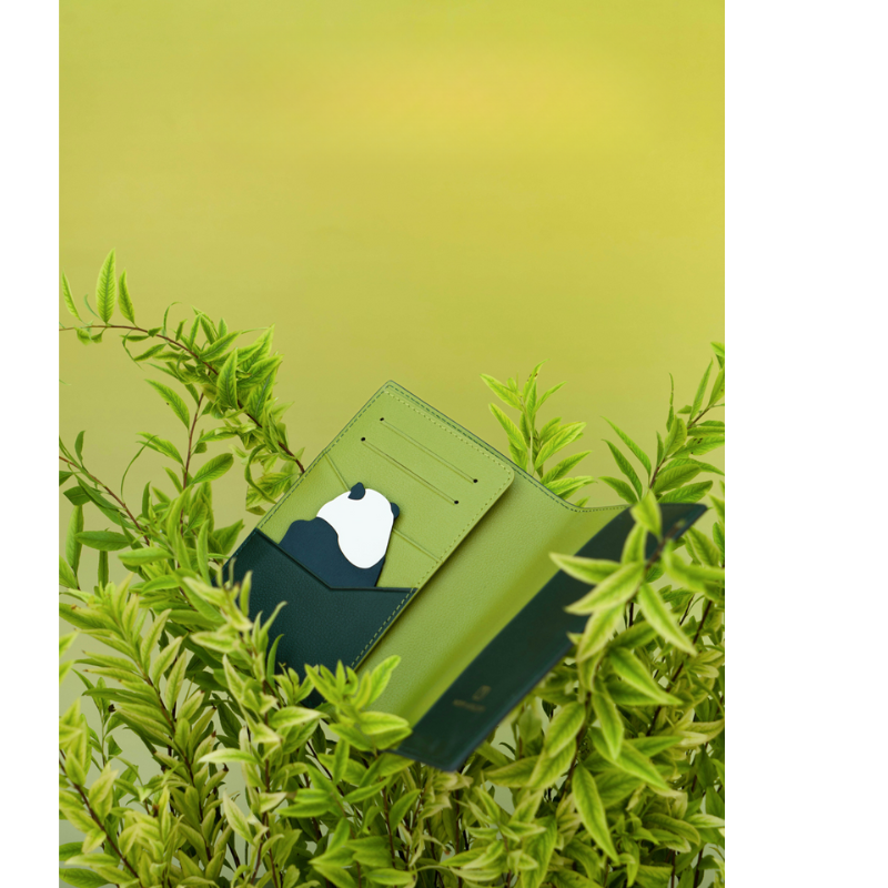 Panda Leather Passport Holder Green Premium Leather