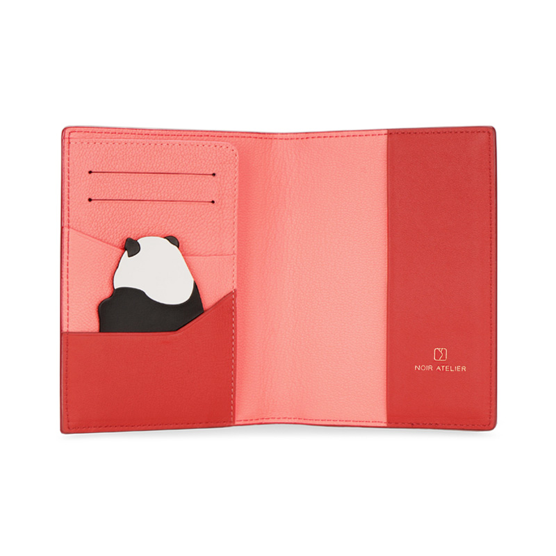 Panda Leather Passport Holder Pink Premium Leather