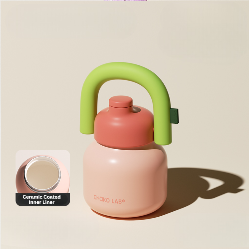 Peach Ceramic Coated Inner Insulated Straw Tumbler