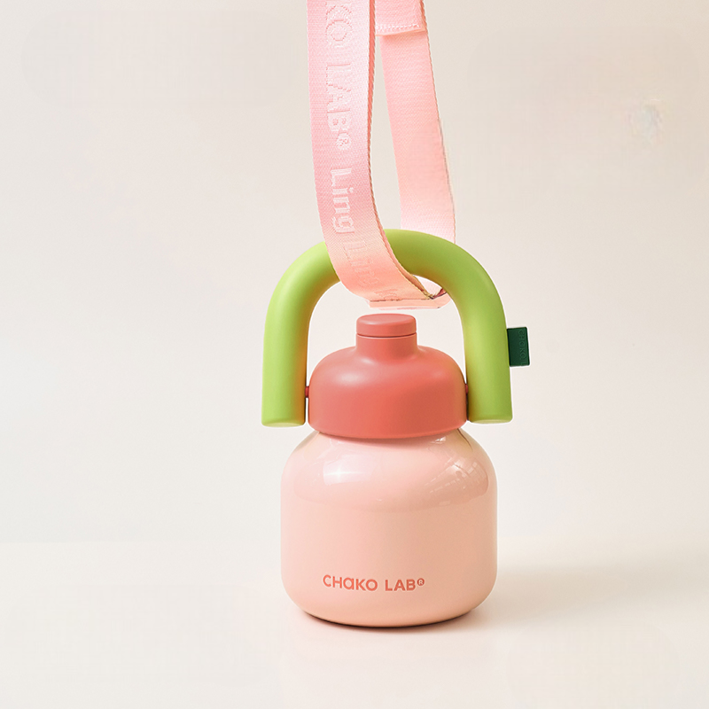 Peach Stainless Steel Tumbler 1000ml with Strap